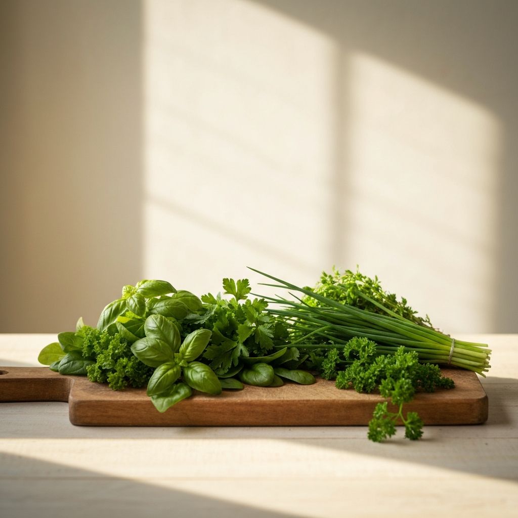 Świeże zioła na desce